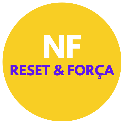 Logotipo amarelo e roxo do curso de Reset e força NF Movimento