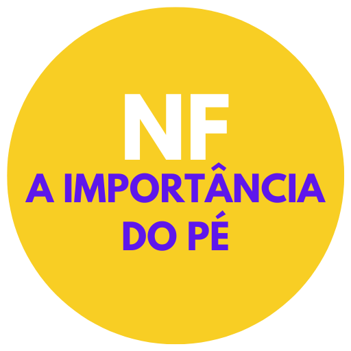 Logotipo amarelo e roxo do curso A importância do pé do NF Movimento