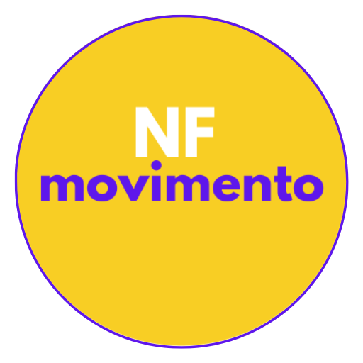 Logotipo NFMOVIMENTO.COM Amarelo e Roxo